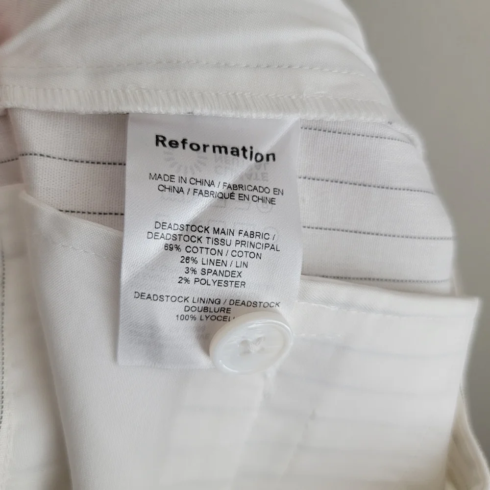 Reformation Oren Pant in White Stripe size 0 NWT